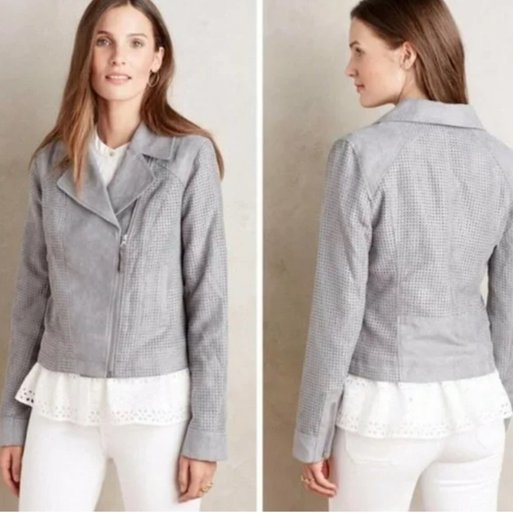 ✨SALE✨ Anthropologie Hei Hei Vegan Gray Moto Jacket